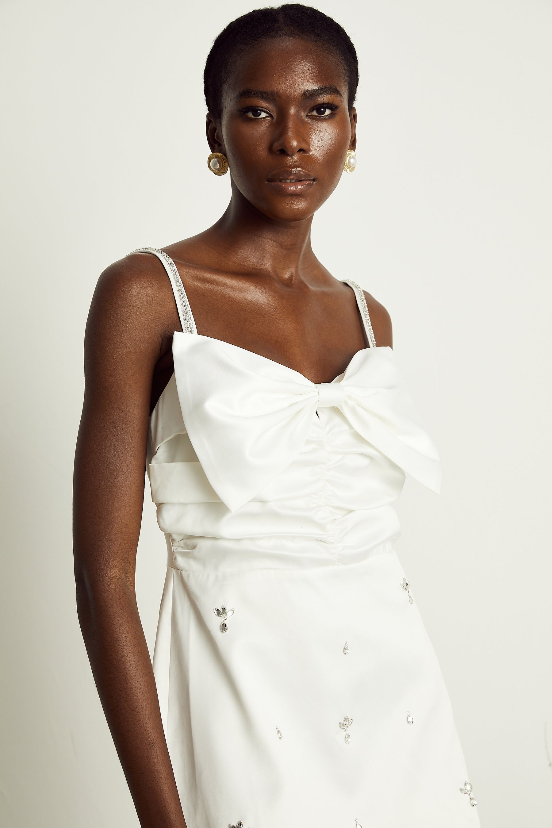 Anastasia white crystalembellished mini dress