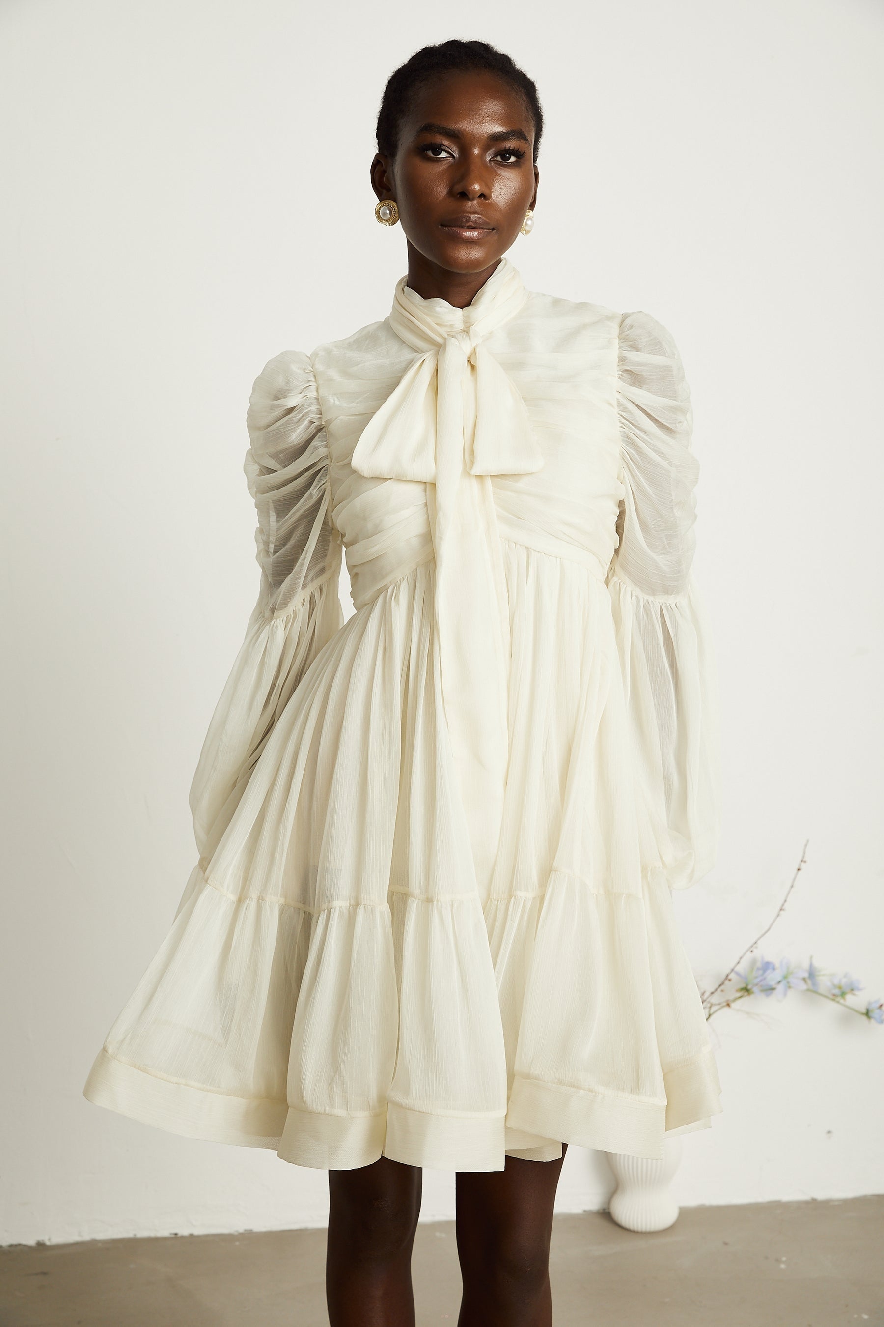 Thibaulte tuckdetail pleated tulle mini dress