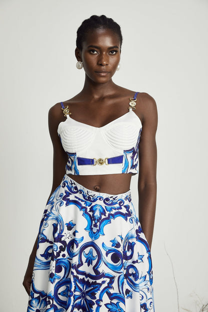 Allegra graphicprinted top  skirt matching set