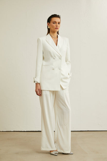 Margaux white bowembellished wool jacket