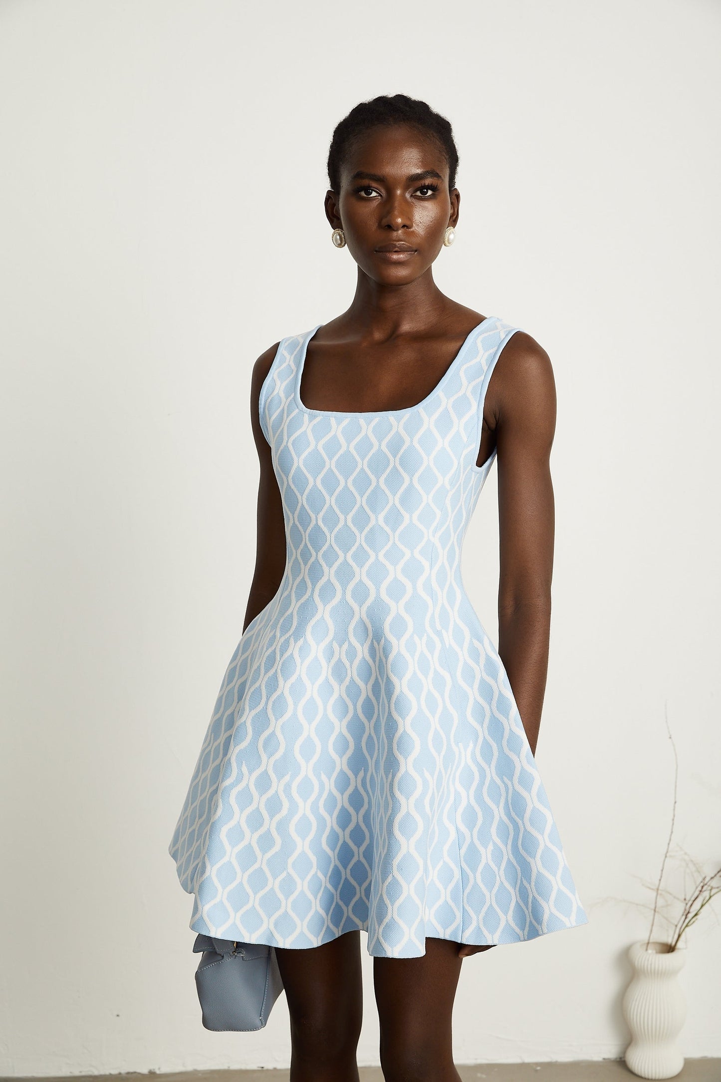 Hélène patternedjacquard sleeveless mini dress