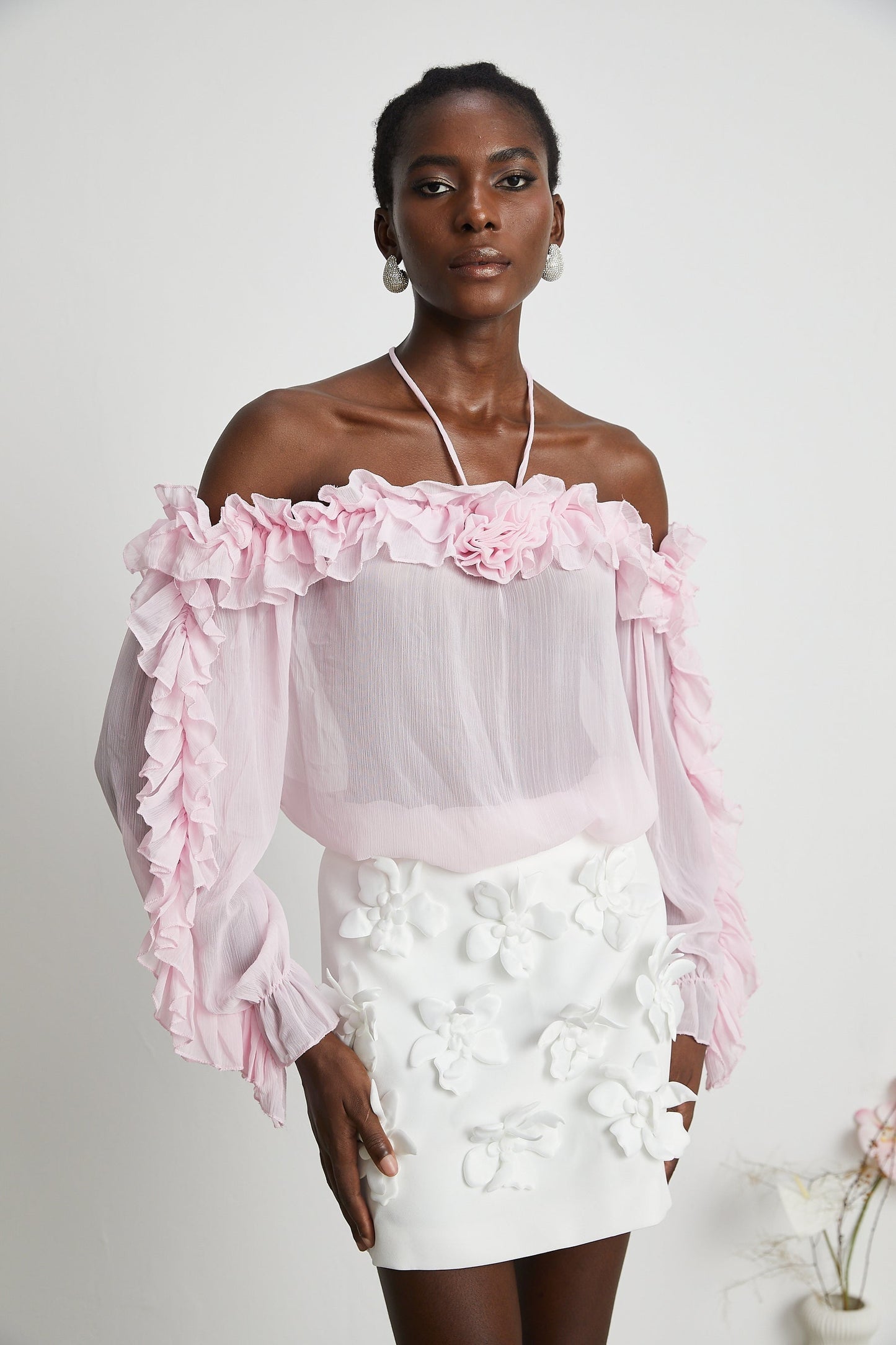 Darcy pink strapless semisheer top
