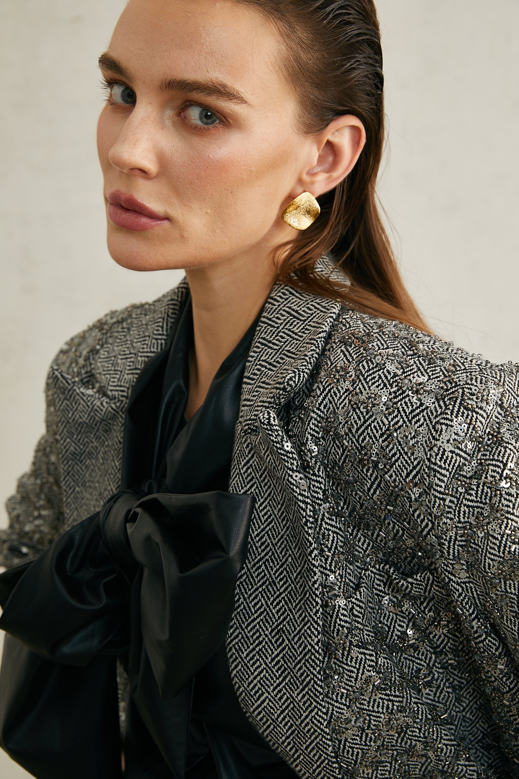 Solène herringboneprint blazer