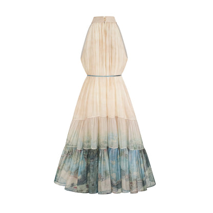 Delphine layered patternprint midi dress