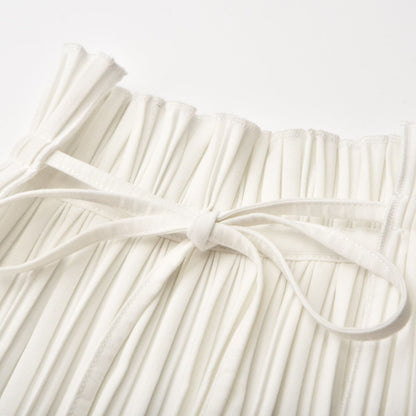 Milicent slitte drawstring pleated maxi skirt