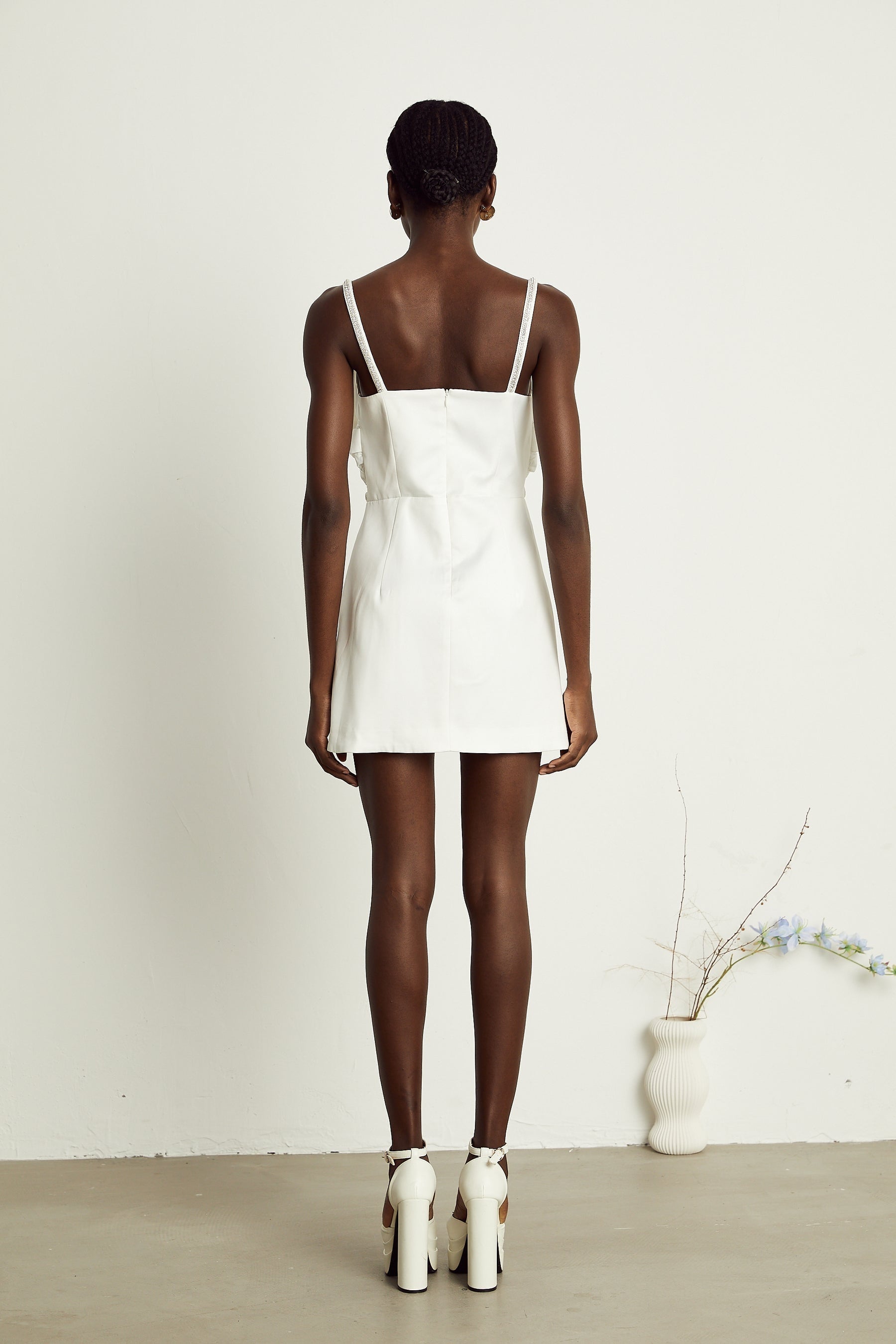 Anastasia white crystalembellished mini dress