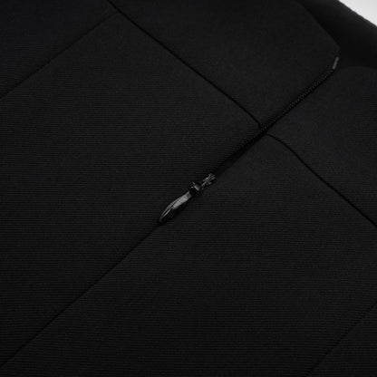Camellia pleated black mini dress
