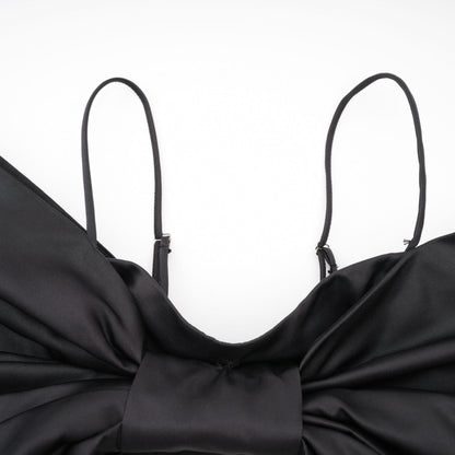 Solène bowknot scoopback top in Black
