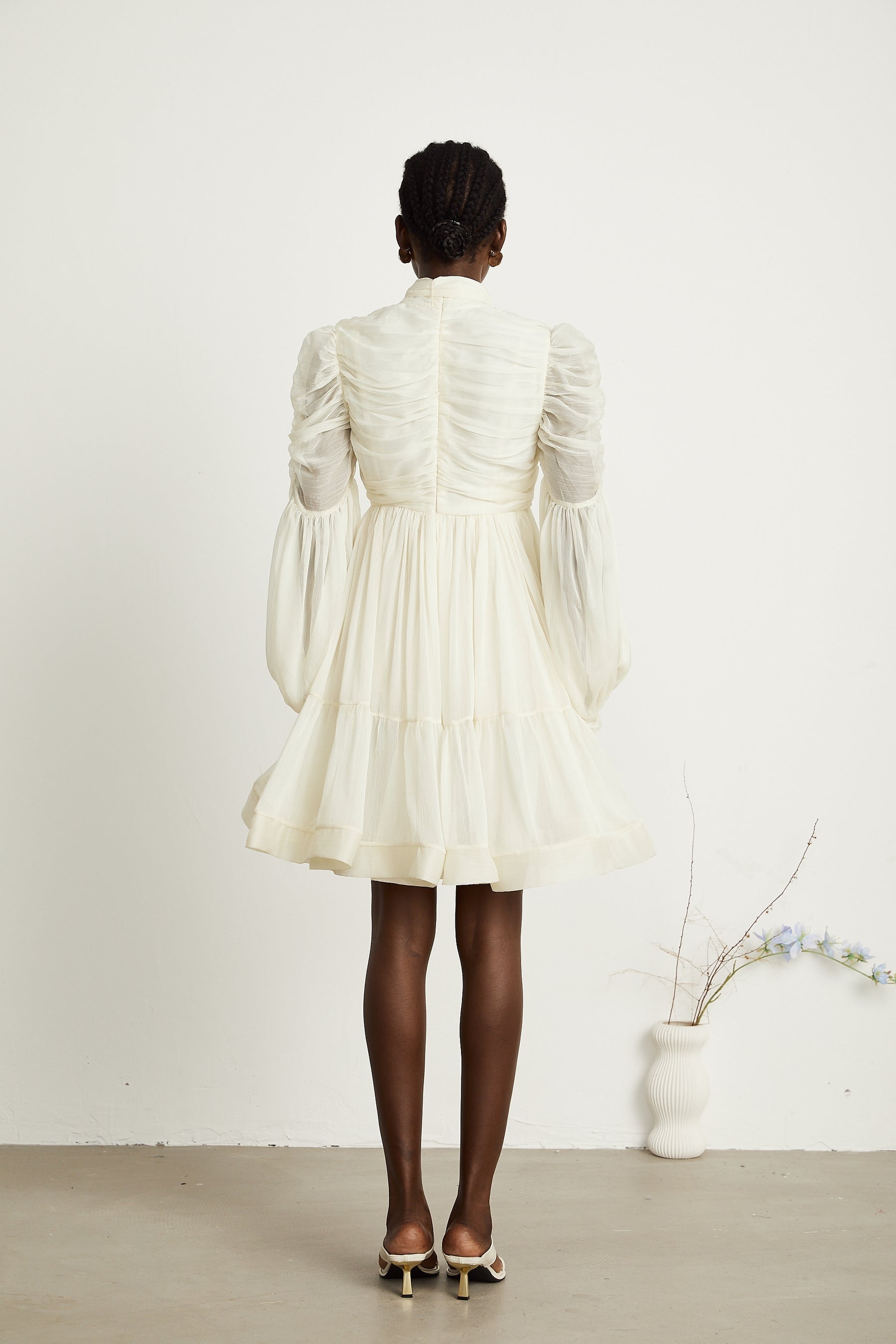 Thibaulte tuckdetail pleated tulle mini dress