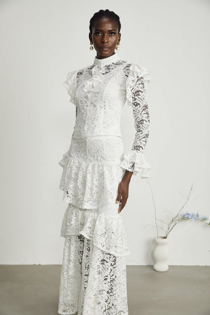 Delphine ruffled cutout top  skirt matching set