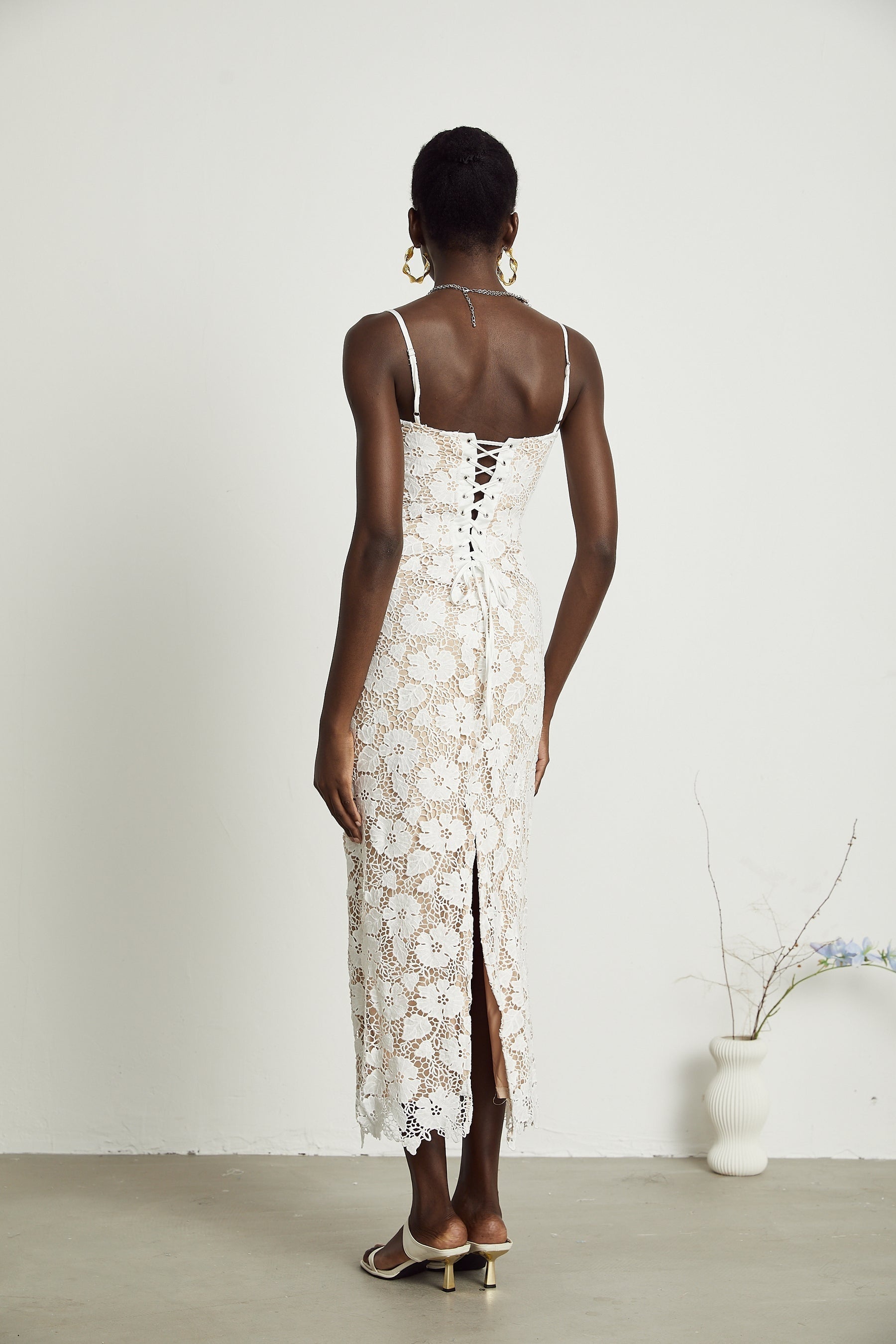 Florence floral embroidered midi dress