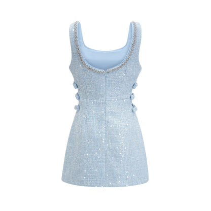 Manon blue tweed sequined mini dress