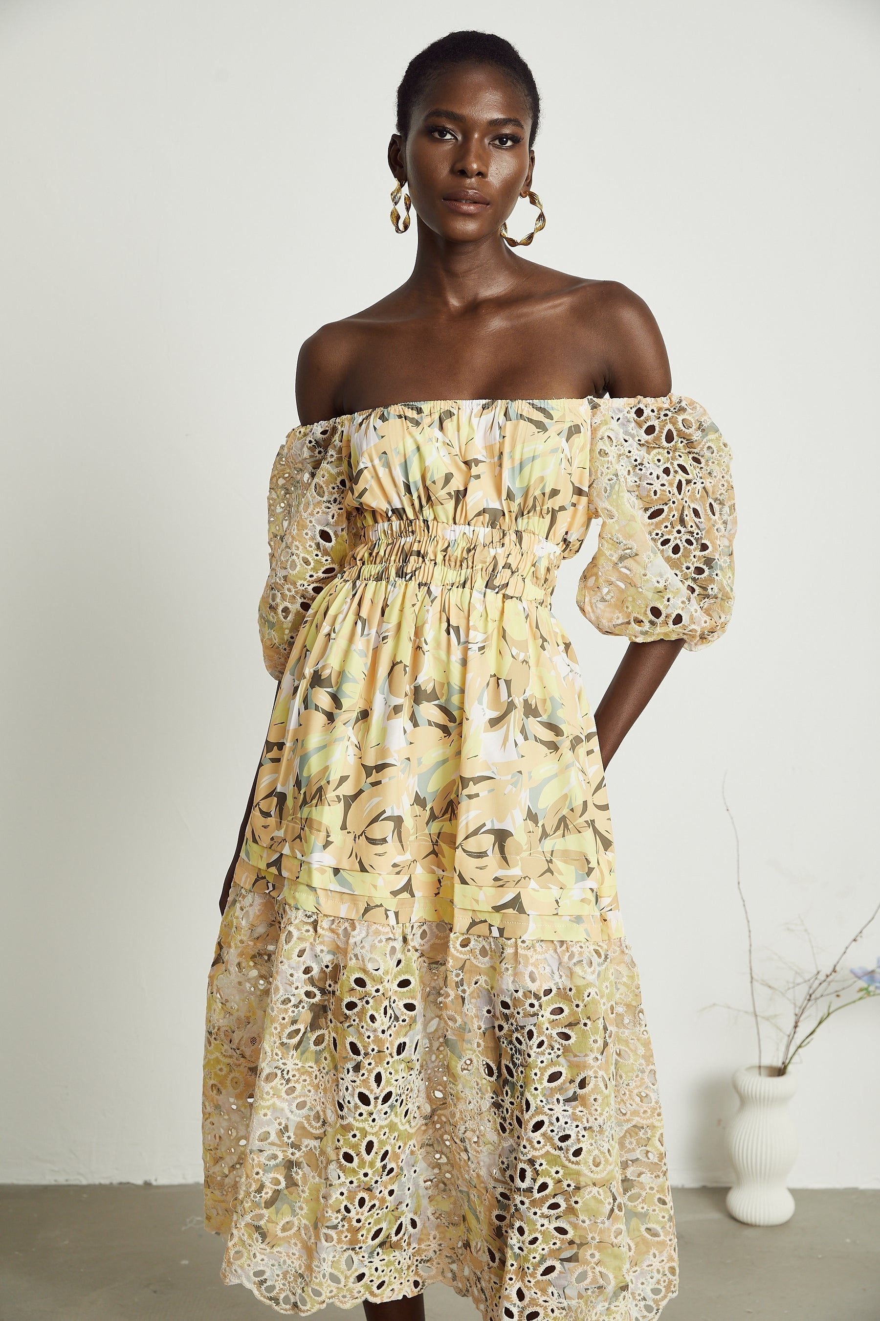 Clémence floralprint cutout midi dress