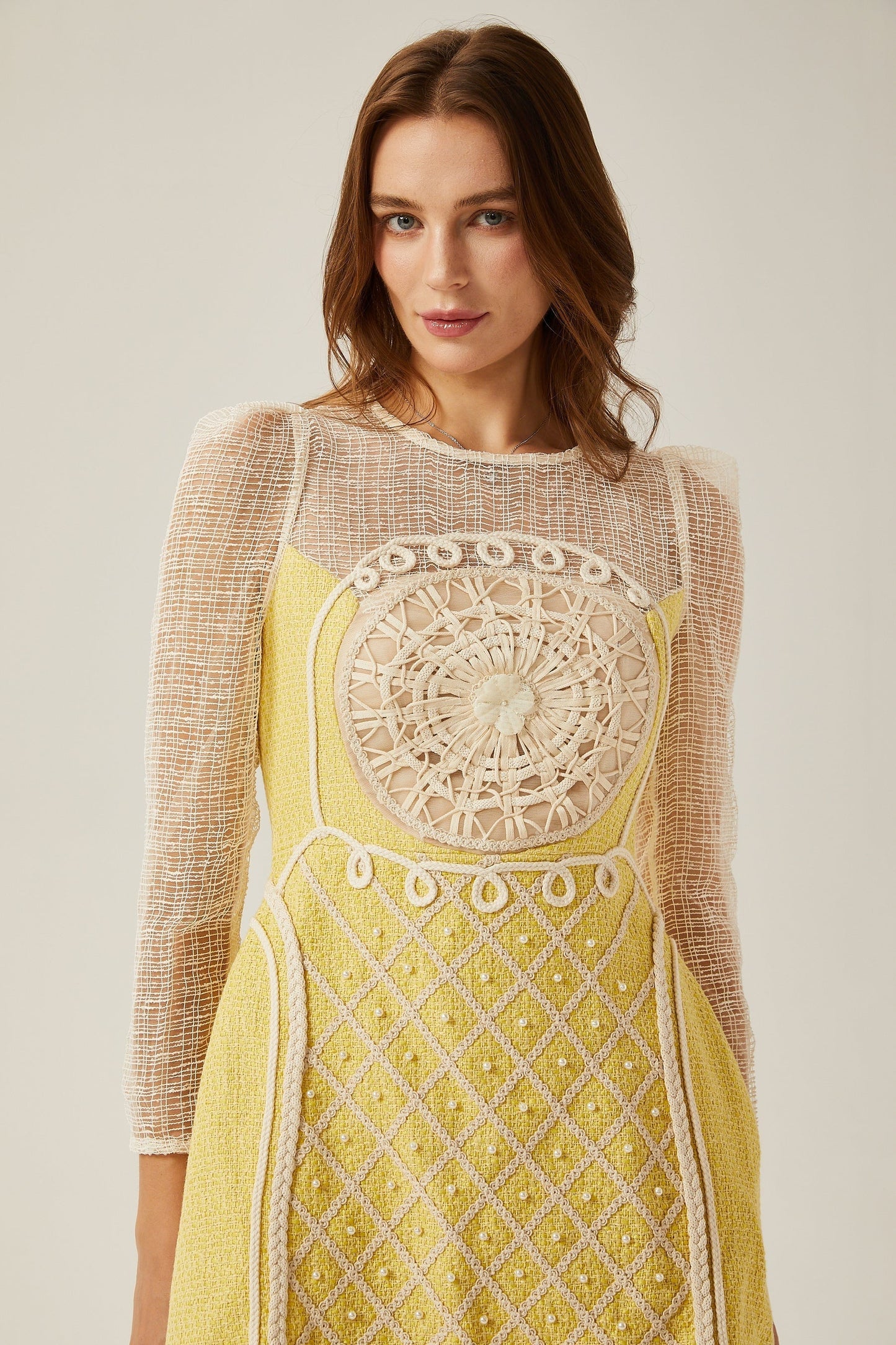 Tatiana pearlembellished semisheer mini dress