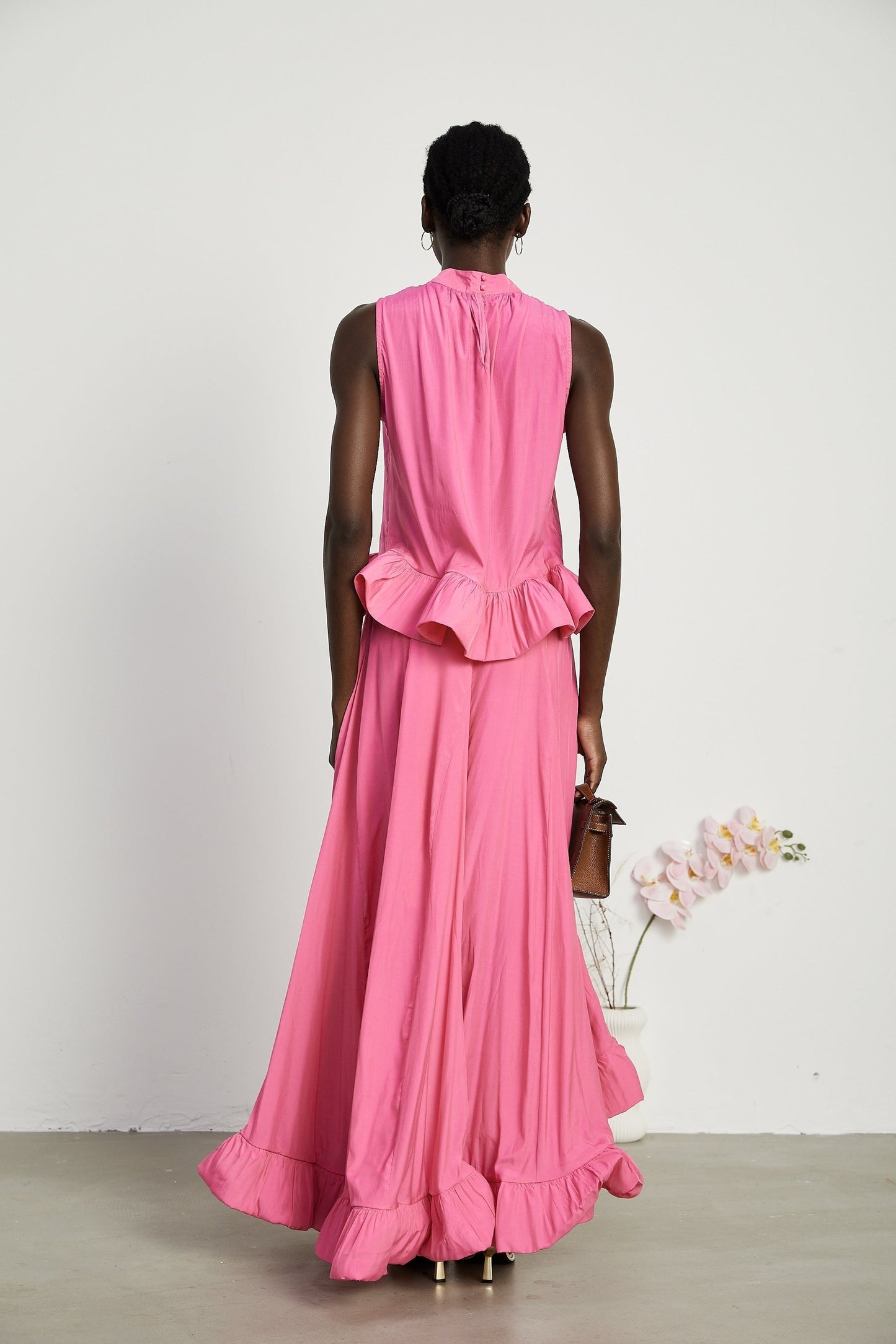 Mathilde pink ruffled top  skirt matching set