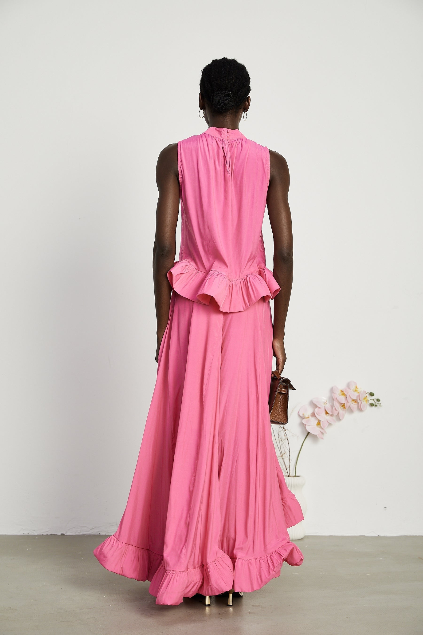 Mathilde pink ruffled top  skirt matching set