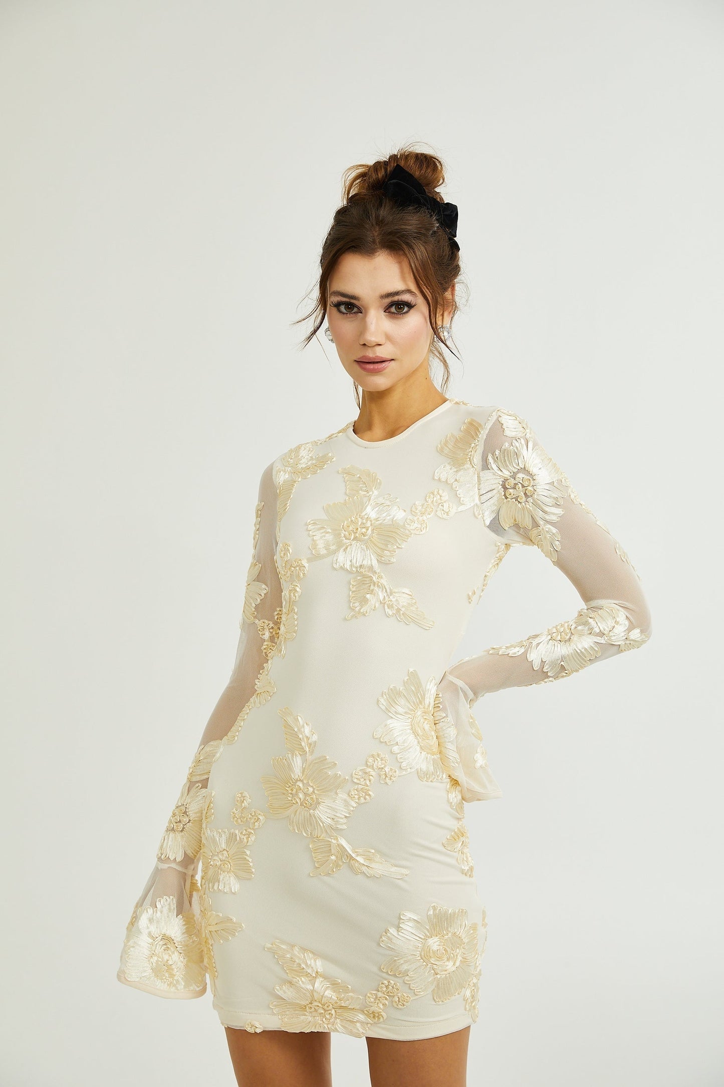 Nalini floralembroidery openback dress