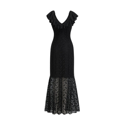 Roseline ruffledtrim florallace gown