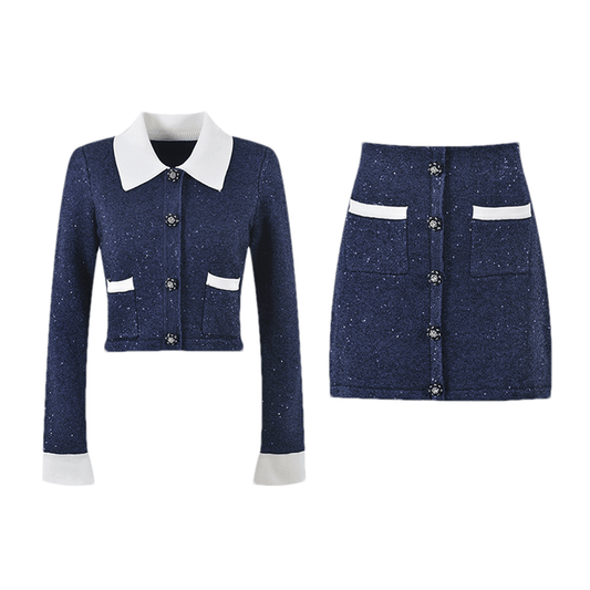 Fiorenza Jacke & Rock Navy Blue Set