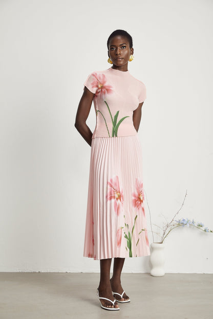 Justine floralprint stretch top  skirt matching set