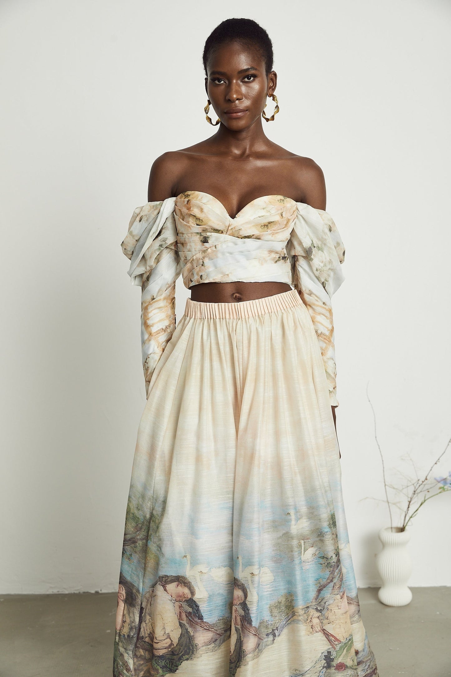 Émmanuelle patternprint top  skirt matching set