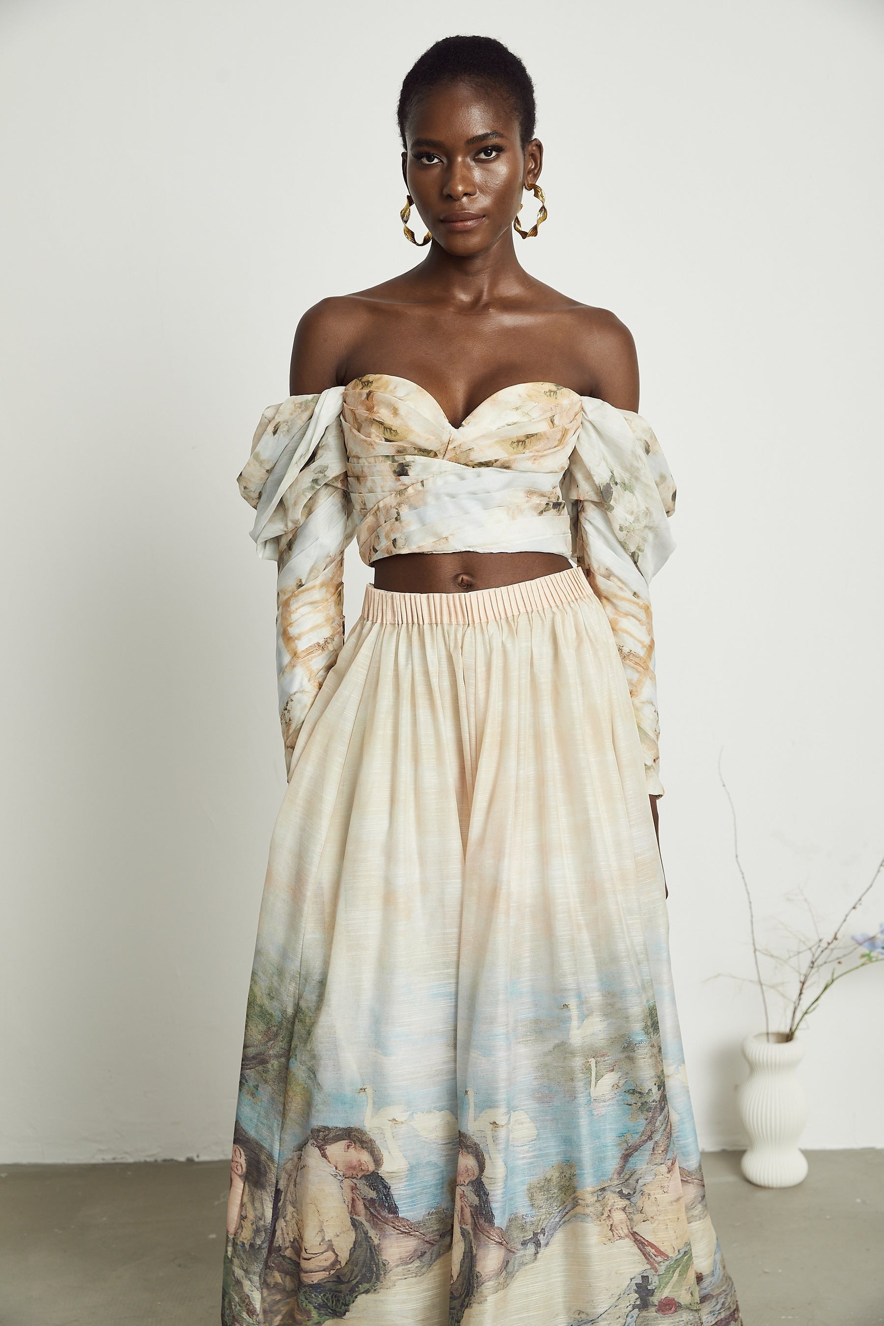 Émmanuelle patternprint top  skirt matching set