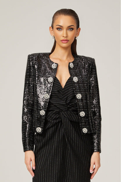 Dorothée black sequinembellished jacket