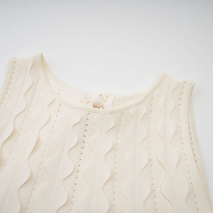 White sleeveless mini dress with wavy details named Axelle