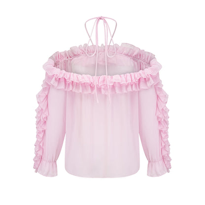 Pink strapless semi sheer top named Darcy
