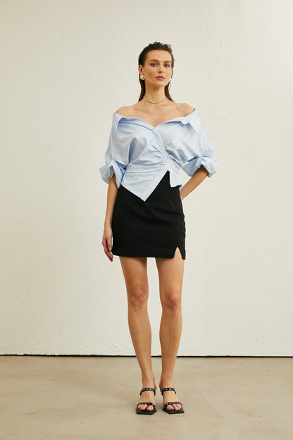 Hélène striped offshoulder blouse