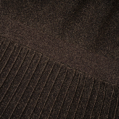 Cordélia brown metallicthreading ribbed midi dress