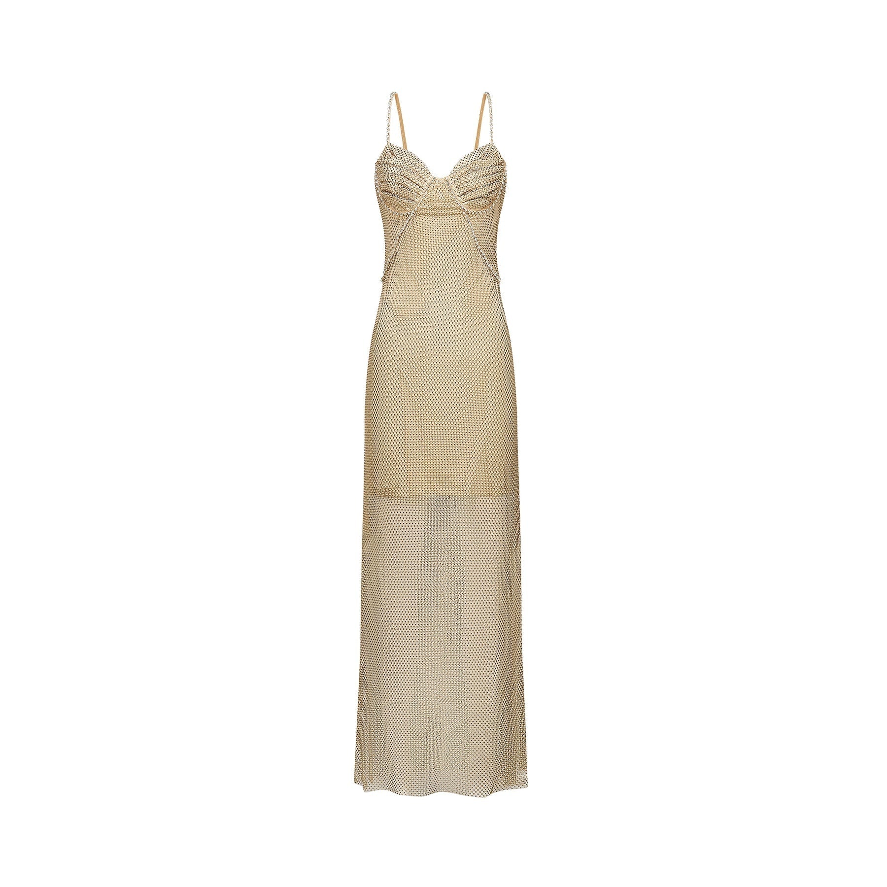 Delphine crystalembellished gold midi dress
