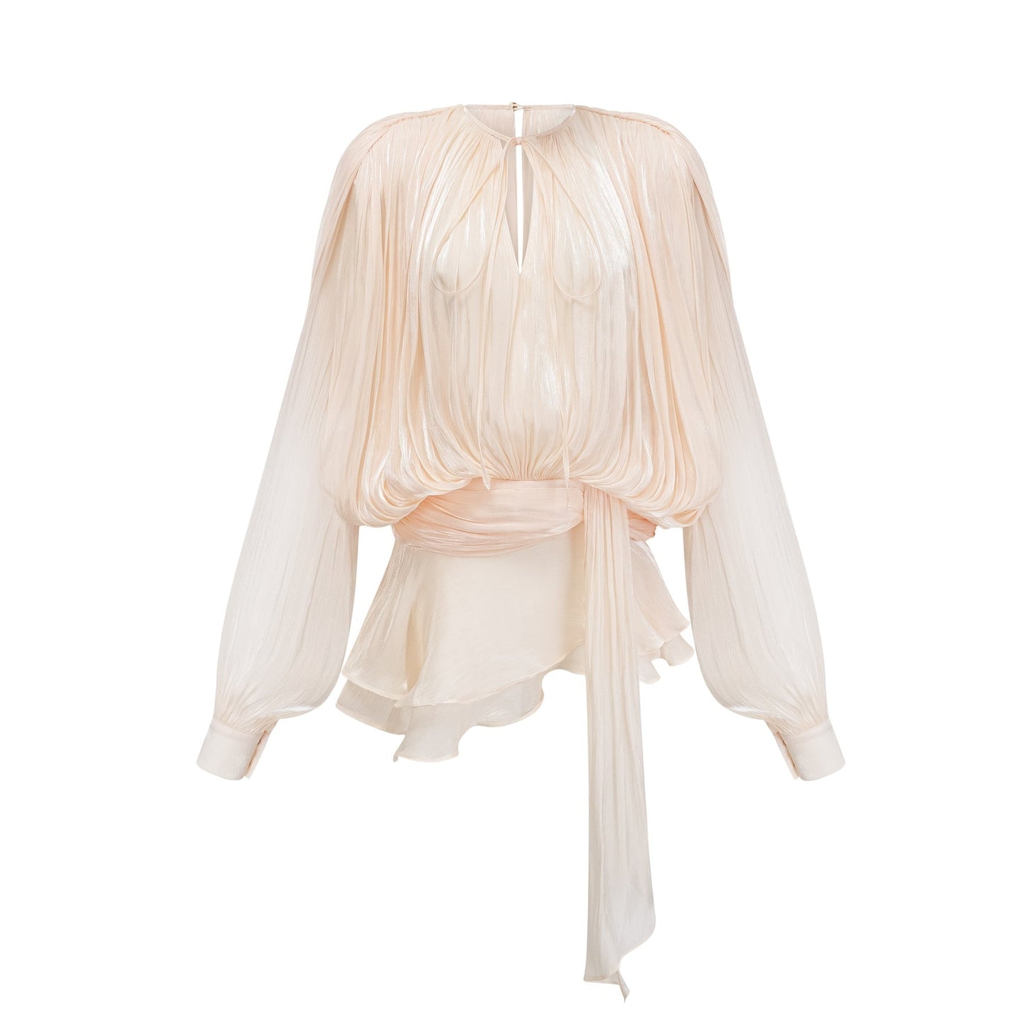 Eugénie fullypleated ruffled mini dress in Neutrals