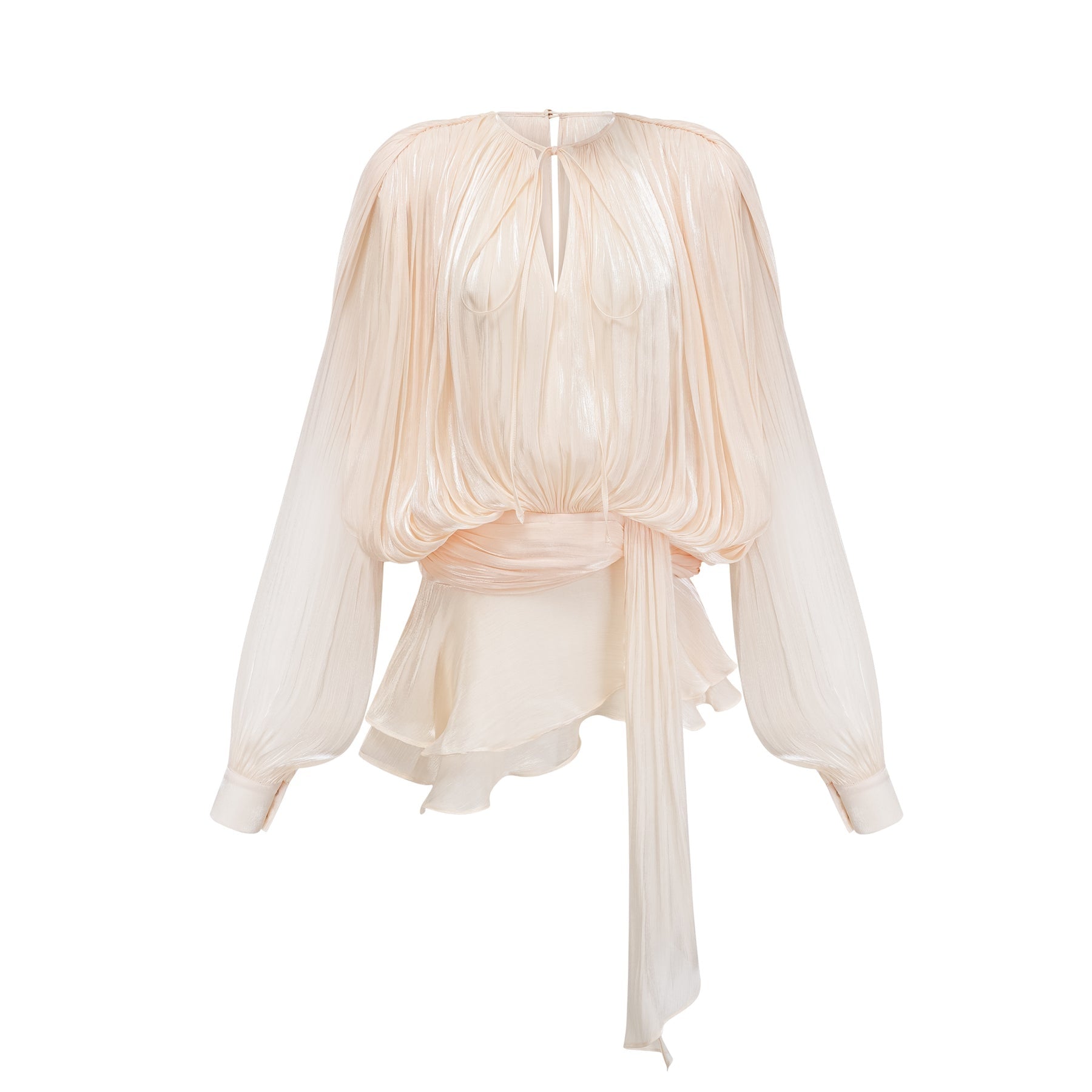 Eugénie fullypleated ruffled mini dress in Neutrals