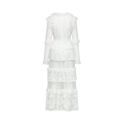 Aimée layered cutout lace embroidered midi dress