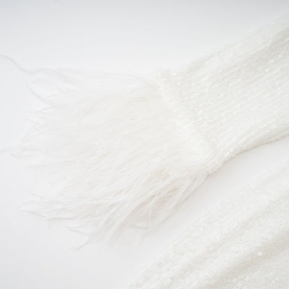 Amorata feathertrim embellished dress