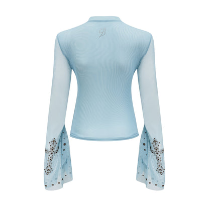 Émmanuelle semisheer studembellished top