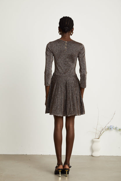 Émeline metallicthreading ribbed mini dress