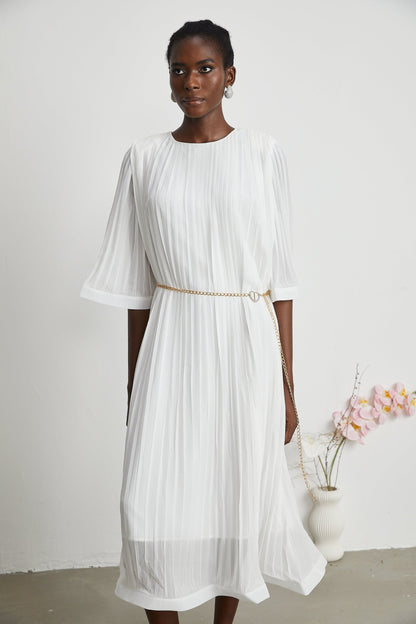 Gaëlle flaredsleeve pleated midi dress