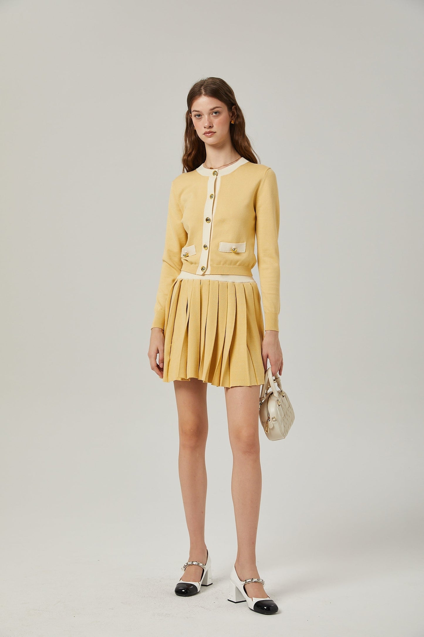 Clémence wool cardigan  skirt matching set