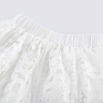Marie lacefloral embellished shirt  skirt matching set