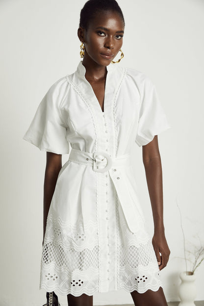 Raphaëlle cutout lacetrim mini dress