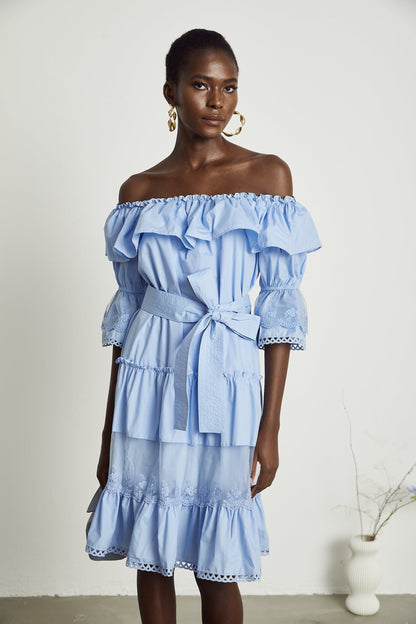 Sophie offshoulder tiered midi dress