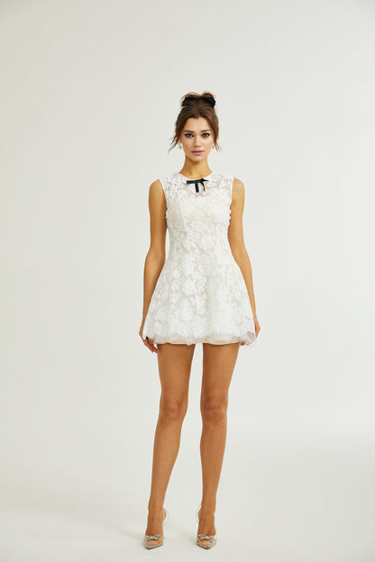 Lanetta guipure lace tulleskirt dress