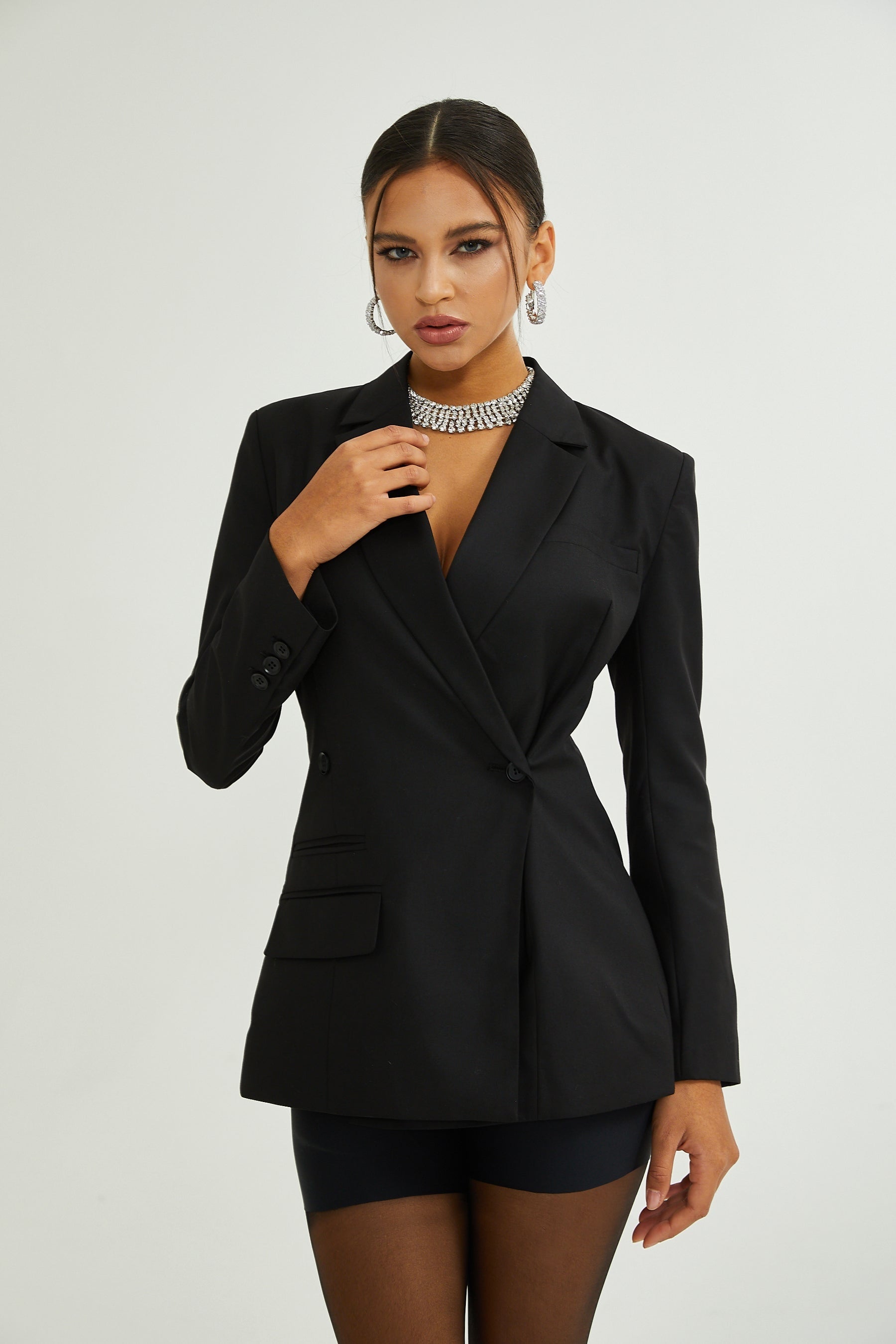 Priscille black doublebreasted wool blazer