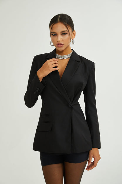 Priscille black doublebreasted wool blazer