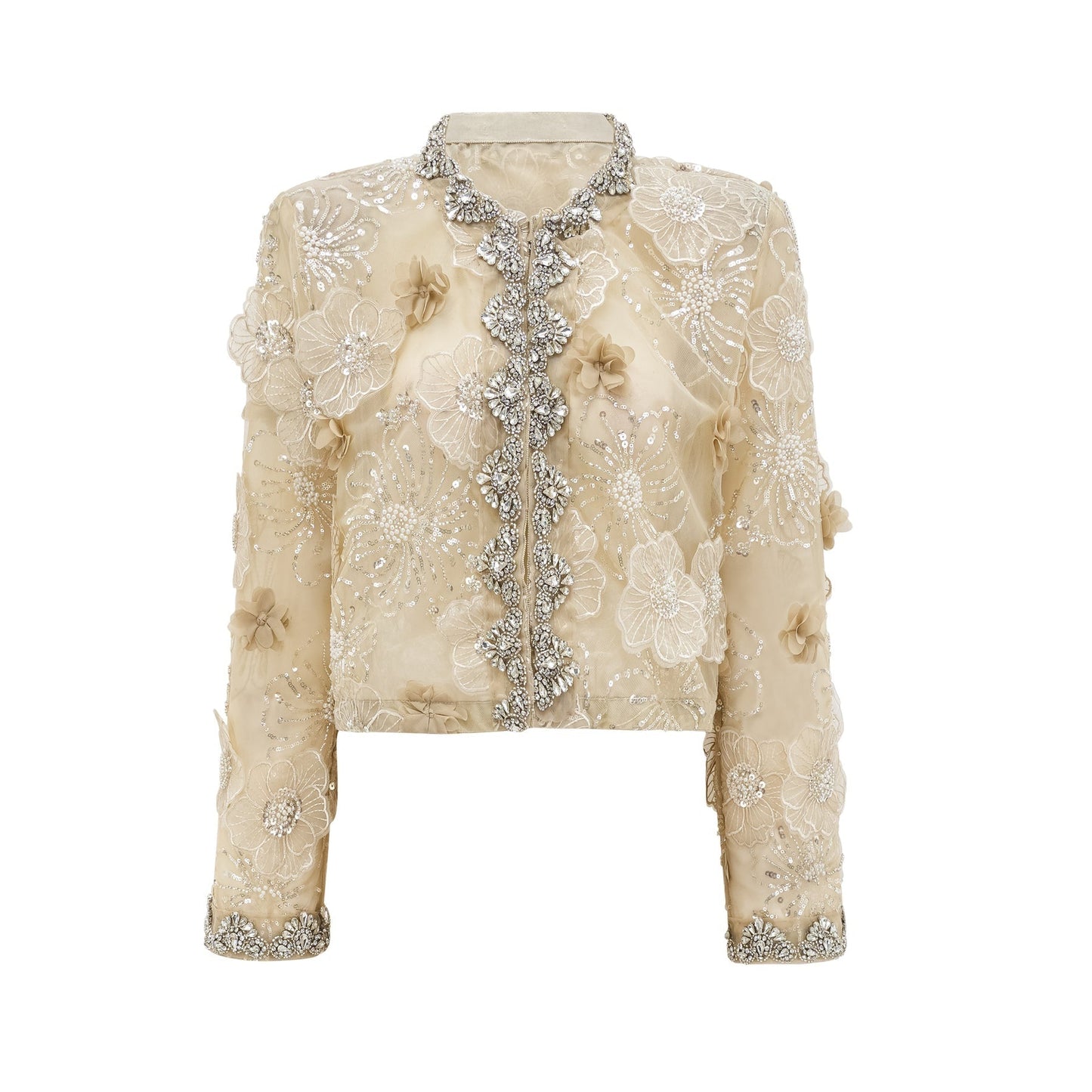Liane semisheer flower beaded organza light luxury jacket