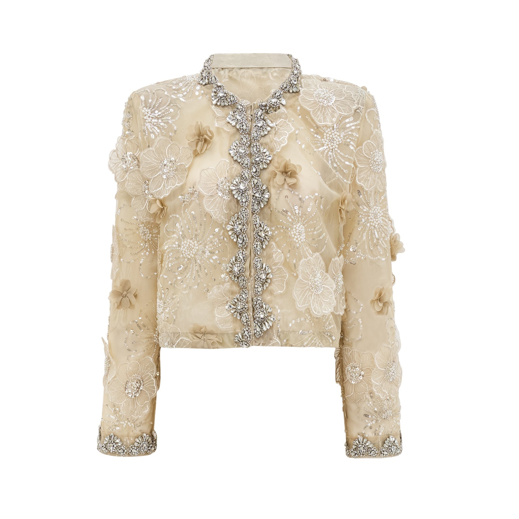Liane semisheer flower beaded organza light luxury jacket