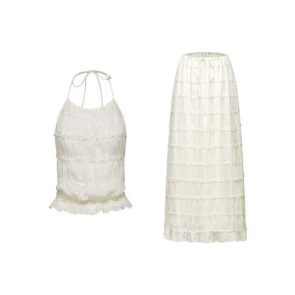 Alyssa pleated top  skirt matching set