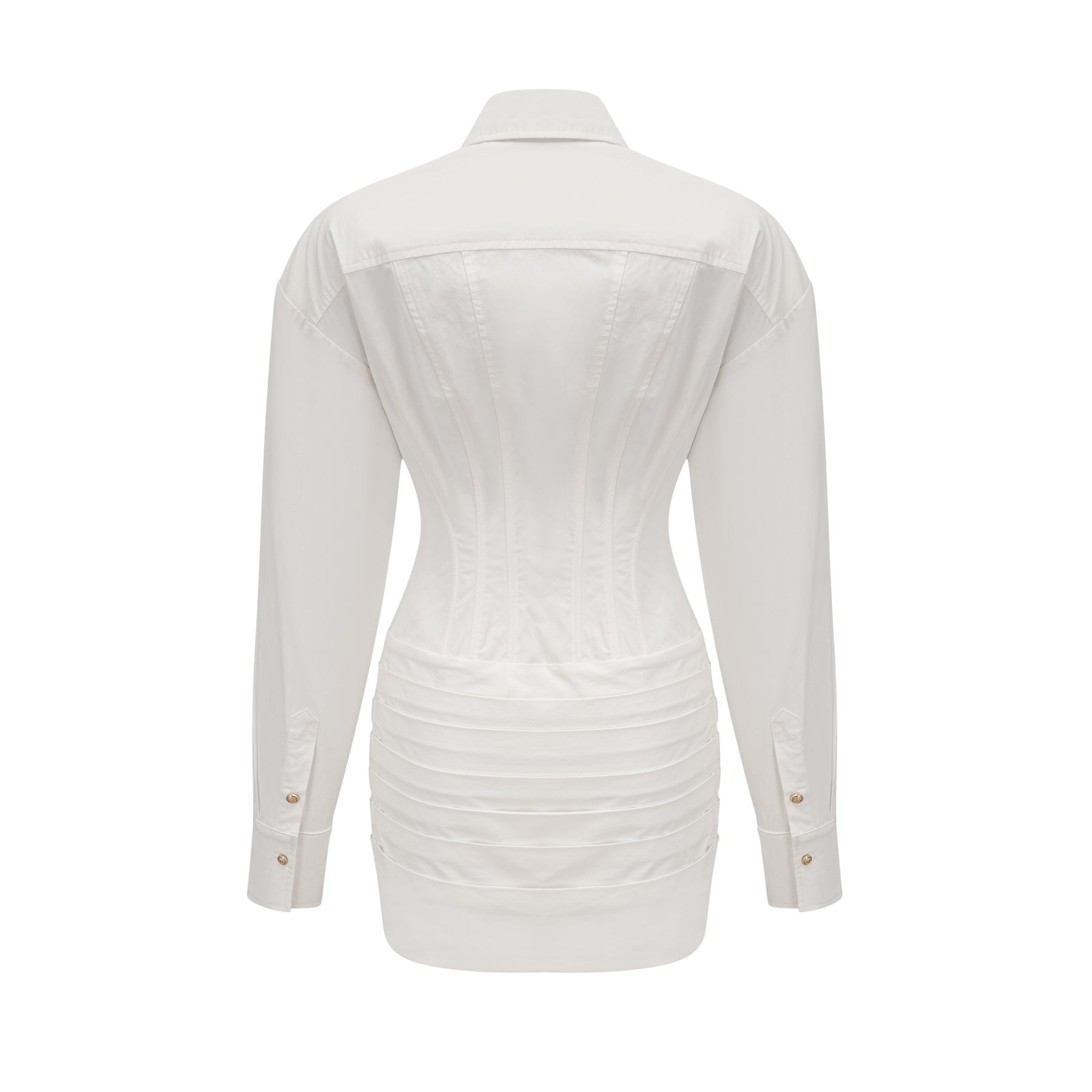 Weisses plissiertes Mini Hemdkleid mit taillierter Taille von Orlane